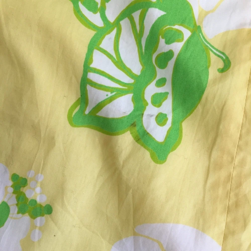 Lilly Pulitzer Yellow Strapless Floral Dress with Green and White Print - Picture 3 of 7